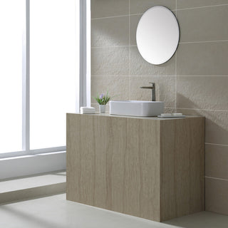 Elavo Ceramic Rectangle Vessel White Sink, PU Drain Satin Nickel
