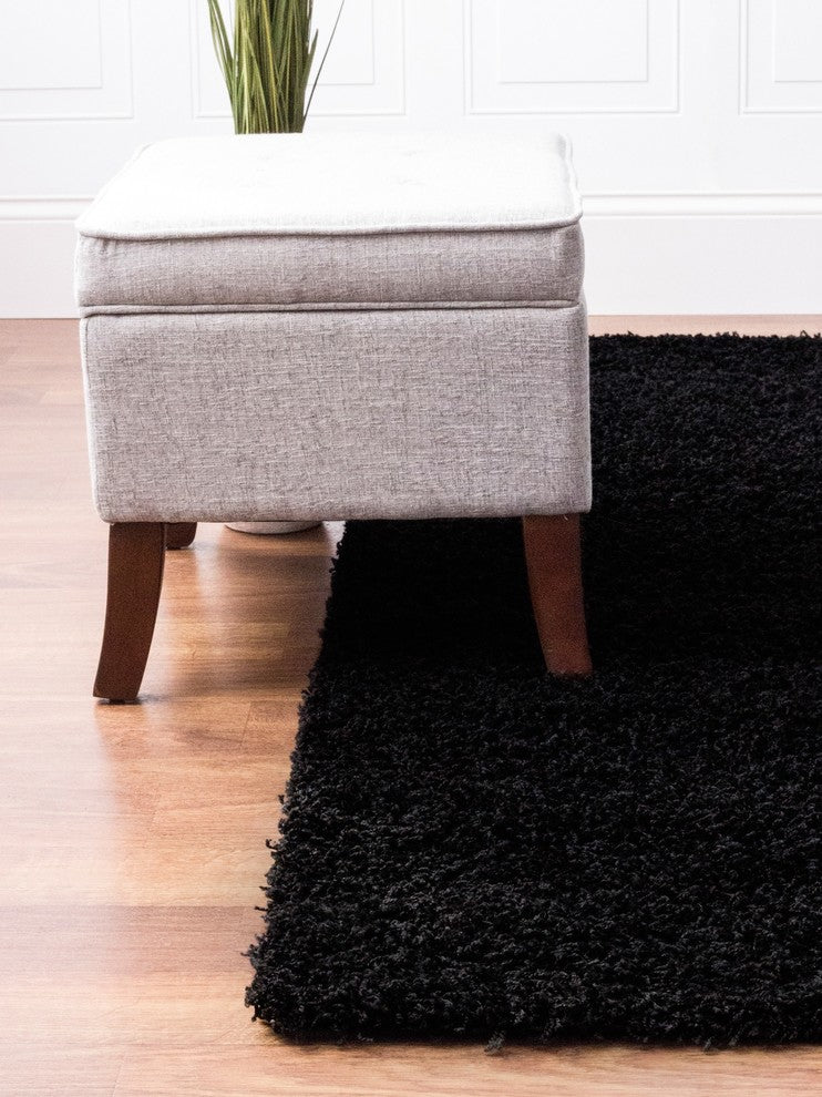 Louann Solid Shag Rug - Black - 2' 7" X 8'
