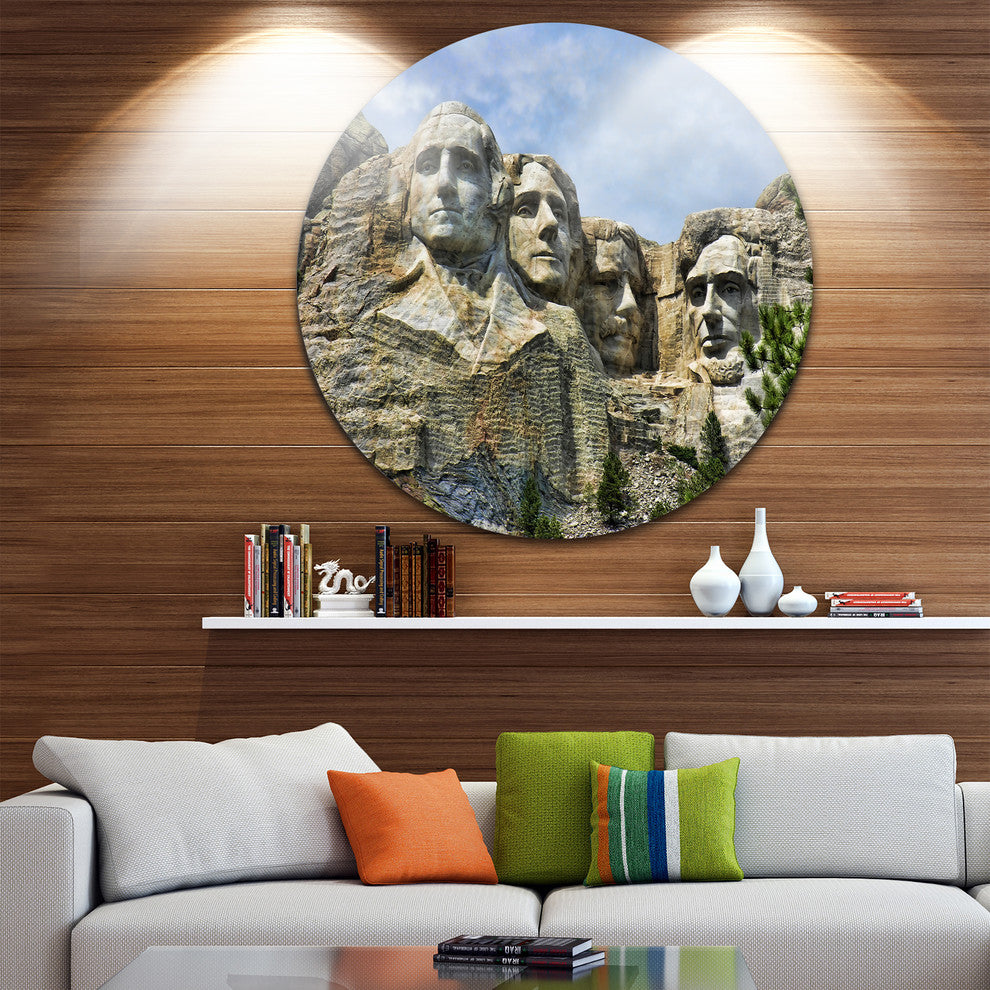 Mount Rushmore South Dakota, Landscape Photo Round Wall Art, 11"