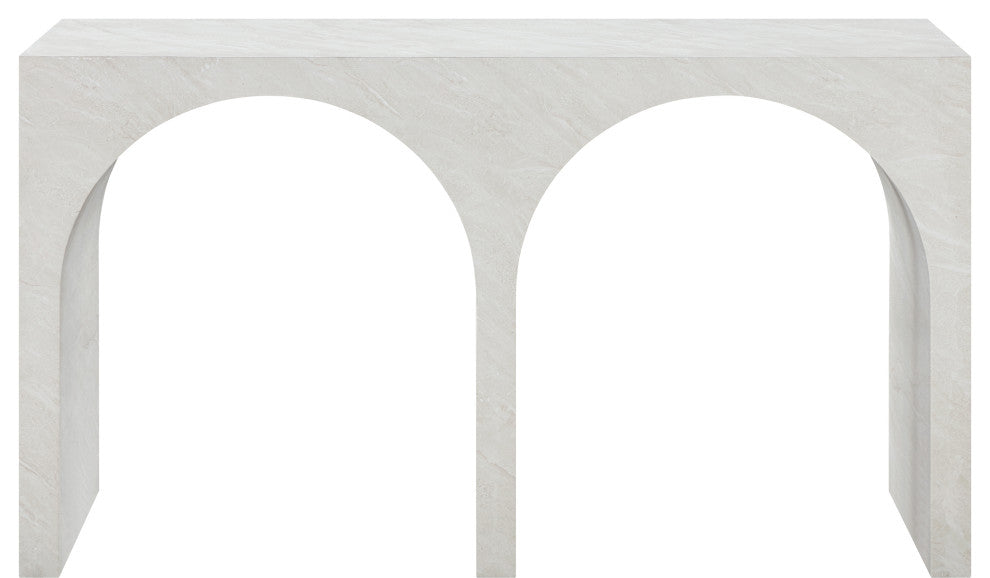 Faenza Concrete Console Table, White, Marble Finish