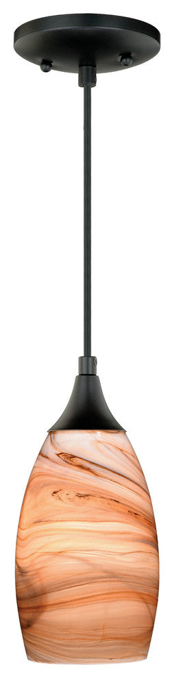 Milano Oil Rubbed Bronze Mini Pendant Toffee Swirl Glass