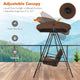 Costway Outdoor 3-Seat Porch Swing with Adjust Canopy and Cushions Brown