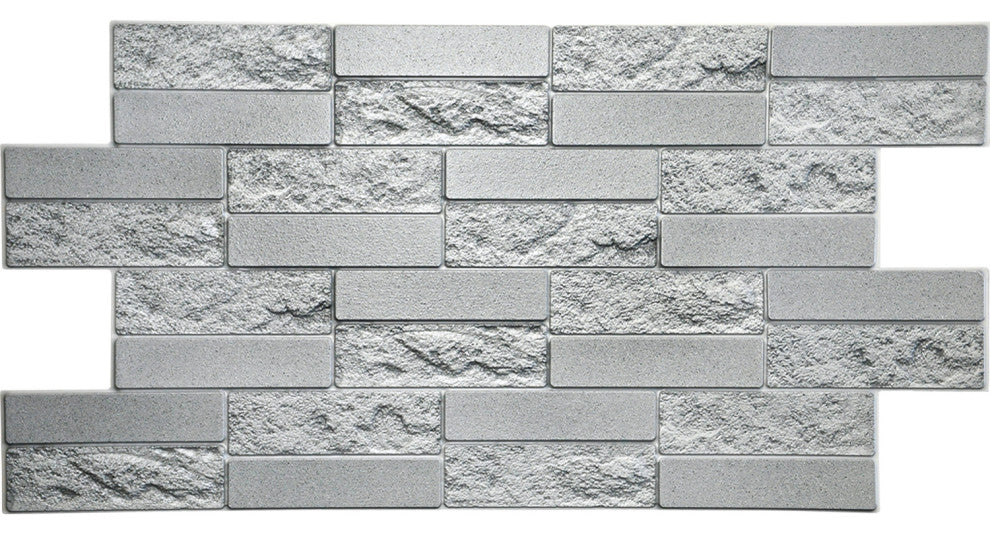 Grey Cement Brick 3D Wall Panels, Set of 10, Covers 52.8 Sq Ft