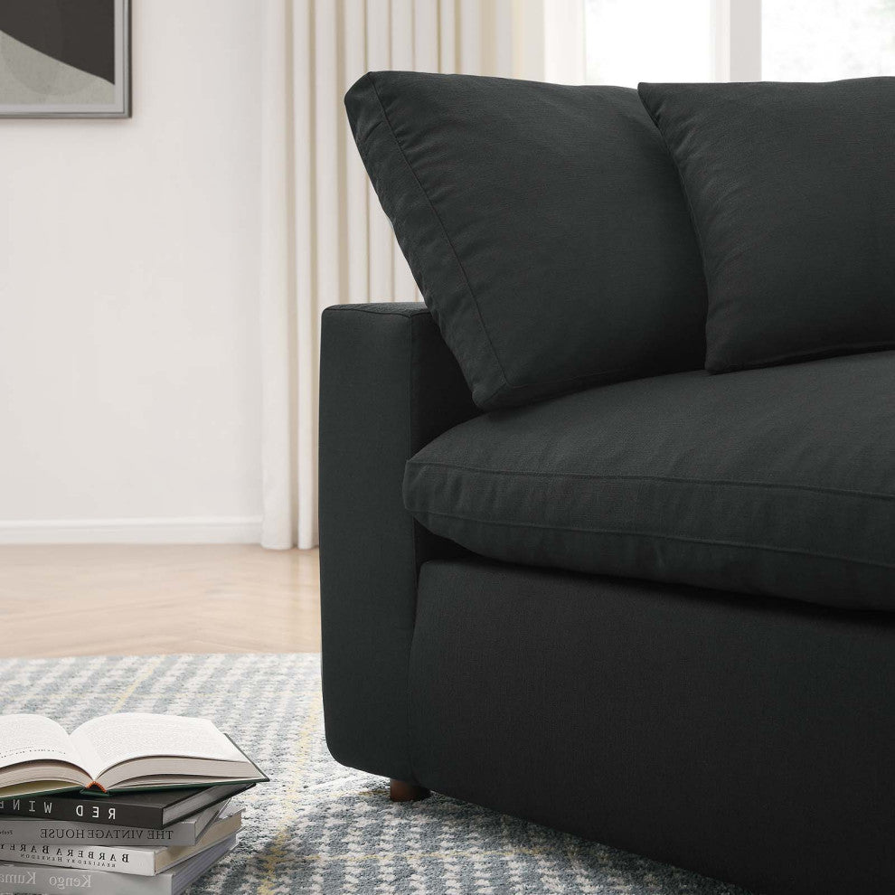 Modular Deep Sofa, Black, Fabric, Modern, Lounge Cafe Hotel Lobby Hospitality