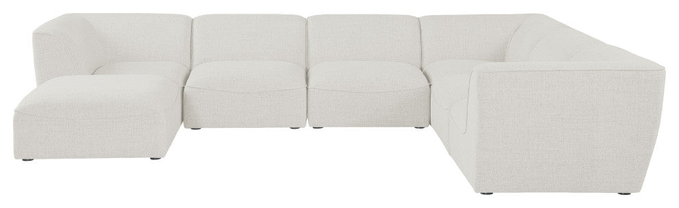 Miramar Linen Textured Fabric  7-Piece Modular U-Shaped Sectional, Cream