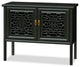 Black Elmwood Chinese Longevity Motif Cabinet with Lattice Doors