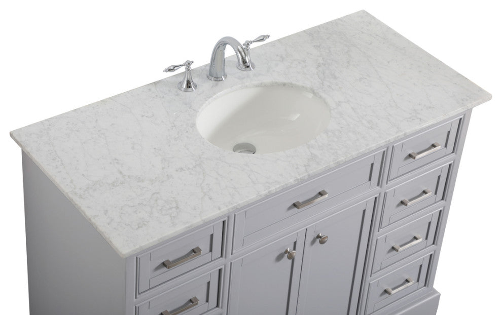 Amber Single Bathroom Vanity, Blue, Light Grey, 48"