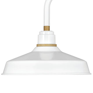 Hinkley Foundry Classic 9.5" Small Gooseneck Barn Light, Gloss White + Brass