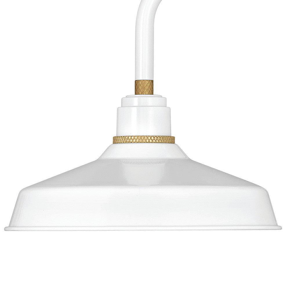 Hinkley Foundry Classic 9.5" Small Gooseneck Barn Light, Gloss White + Brass