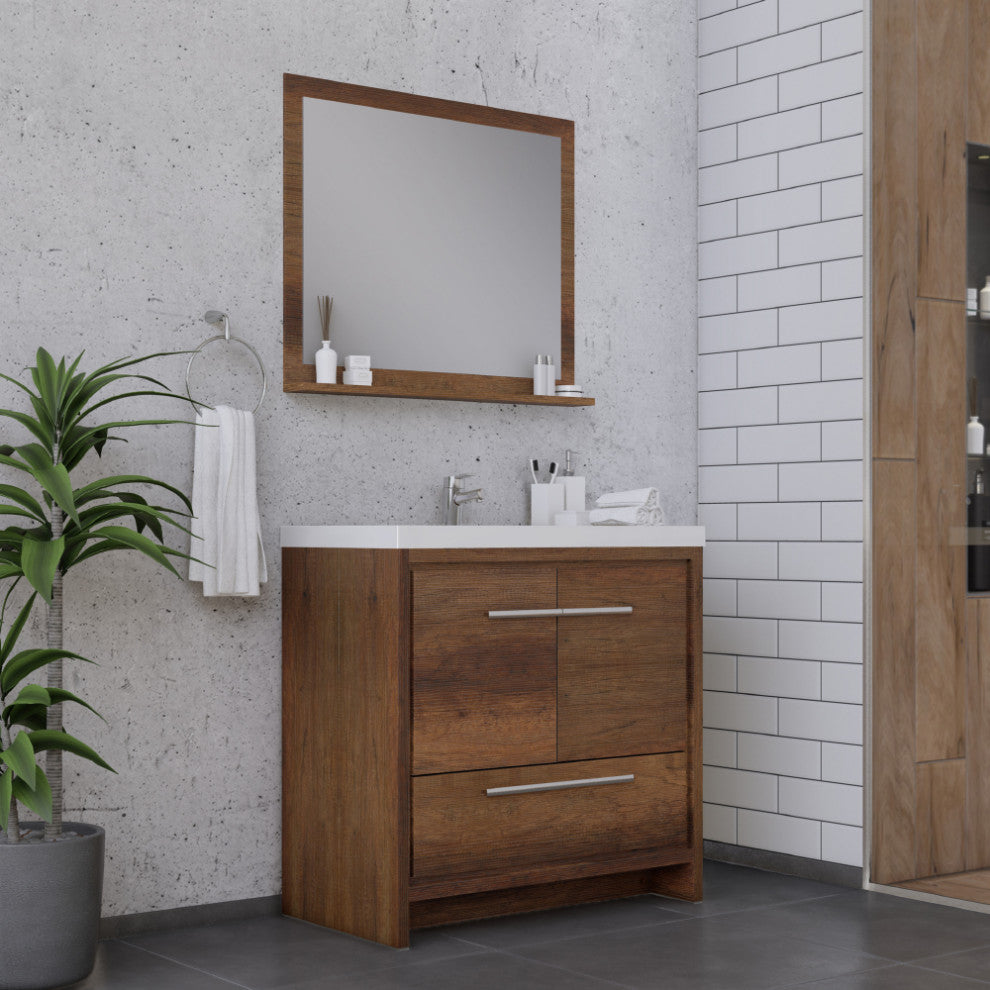 Sortino 36" Bathroom Vanity With Sink, Rosewood