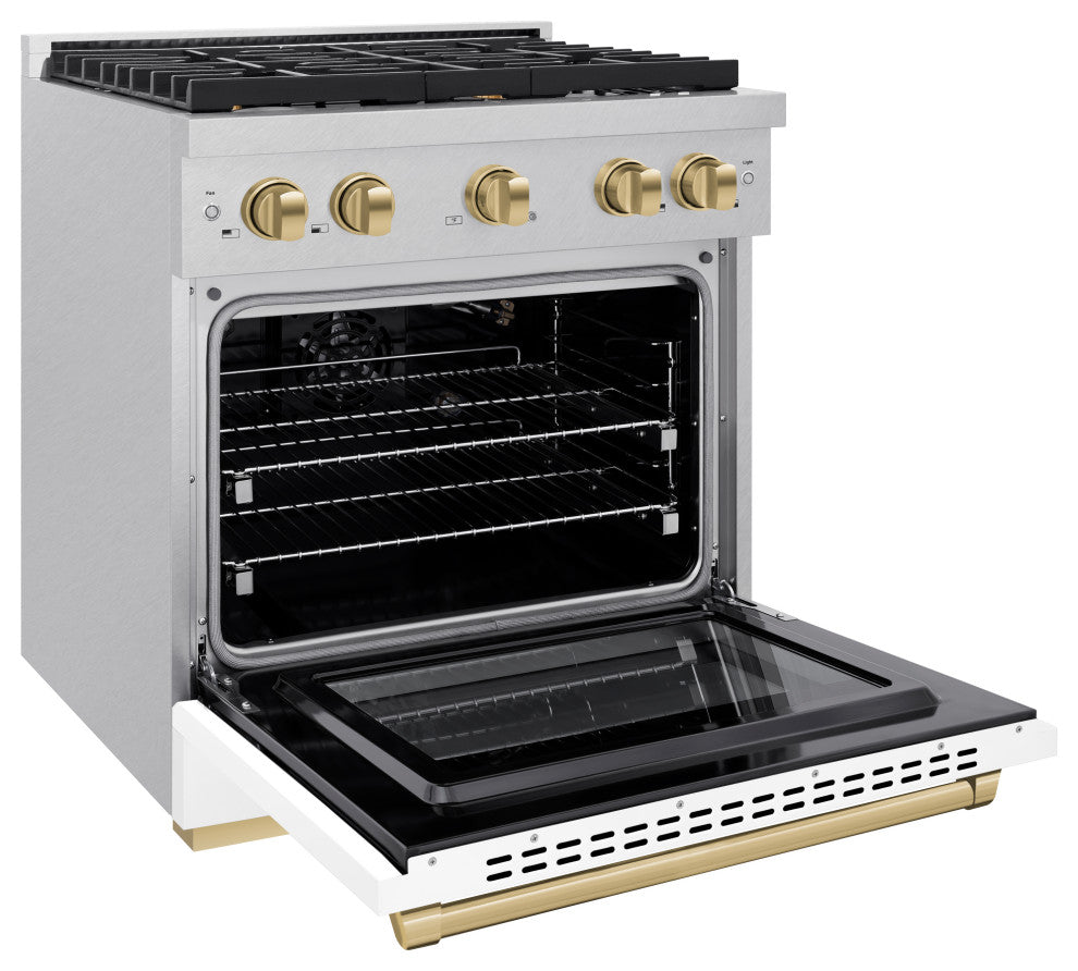ZLINE 30" Gas Range, DuraSnow With White Matte SGRSZ-WM-30-CB