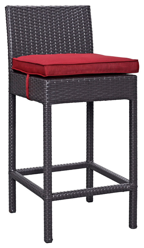 Convene Outdoor Patio Fabric Bar Stool, Espresso Red