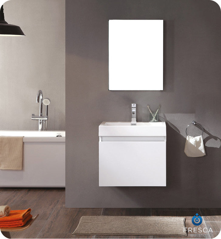 Nano White Modern Bathroom Vanity With Medicine Cabinet, FFT3111BN