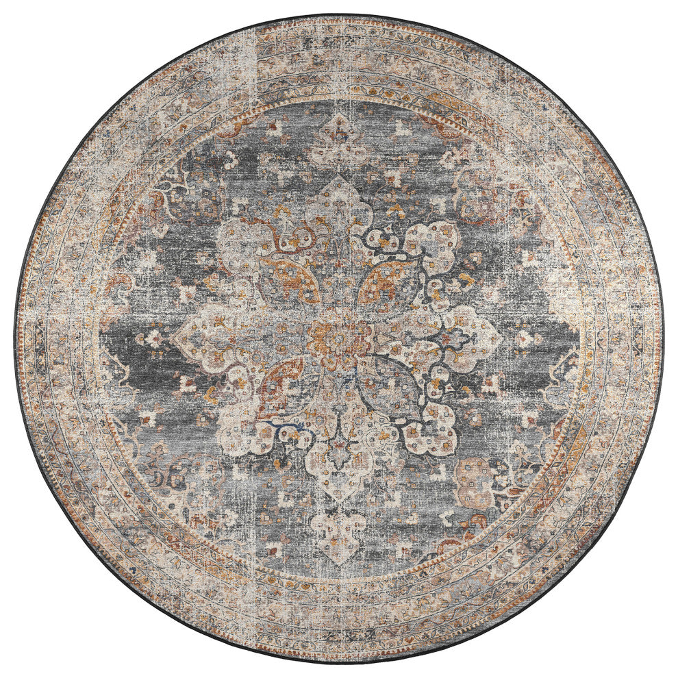 Jericho JC6 Charcoal 8' x 8' Round Rug