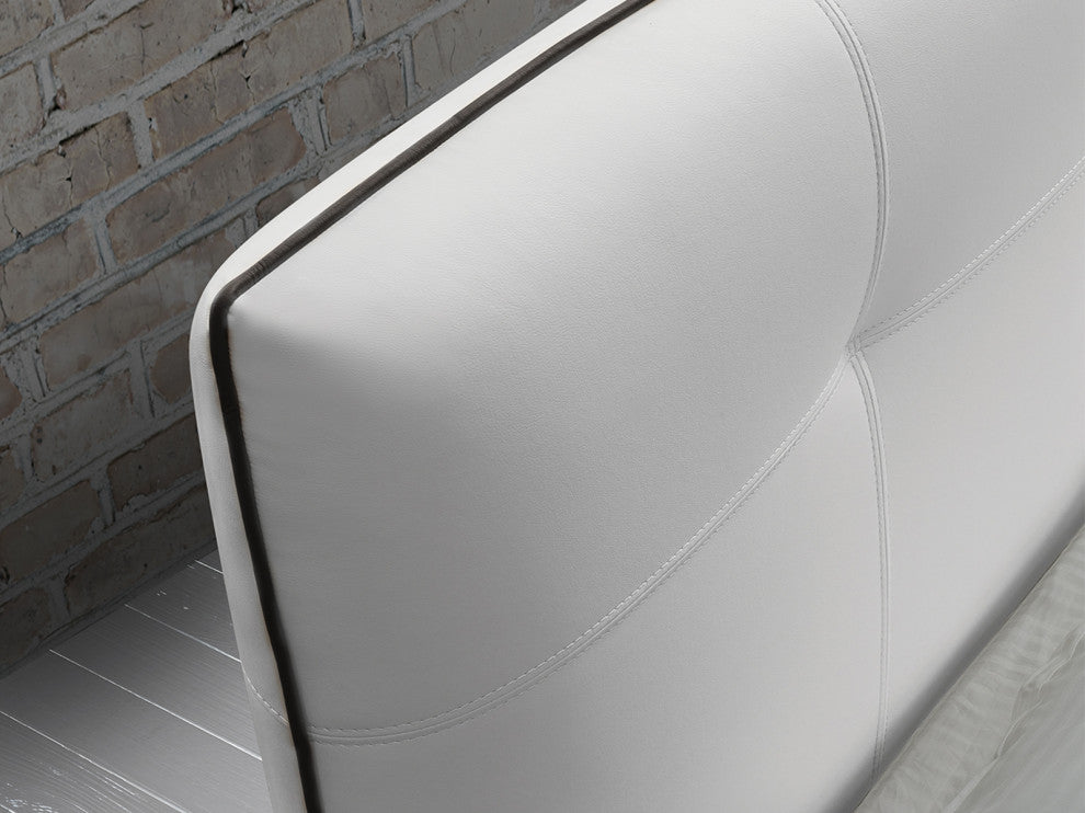Aria Queen Storage Bed in White PU Leather