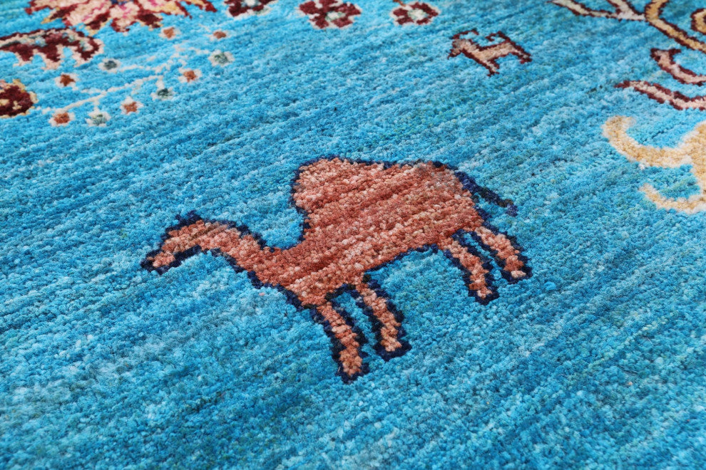 6' 10" X 9' 5" Persian Gabbeh Tribal Handmade Wool Rug Q11218
