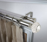 Lyla 1"D Double Curtain Rod, Satin Nickel, 48-84"
