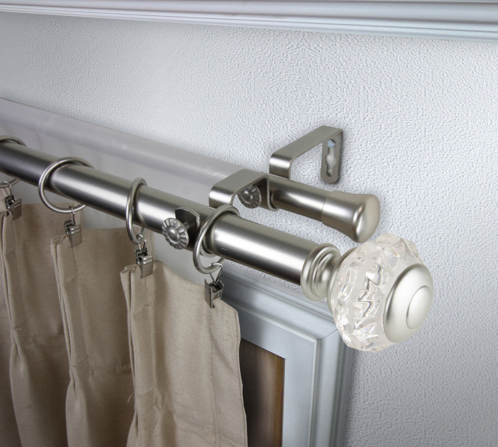 Lyla 1"D Double Curtain Rod, Satin Nickel, 48-84"