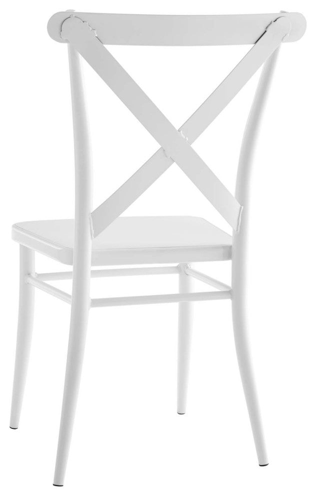 Side Dining Chair, Set of 2, Metal, White, Modern, Bistro Restaurant Hospitality