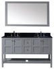 Virtu Winterfell 60" Double Bathroom Vanity, Gray , Black Granite Top, Mirror
