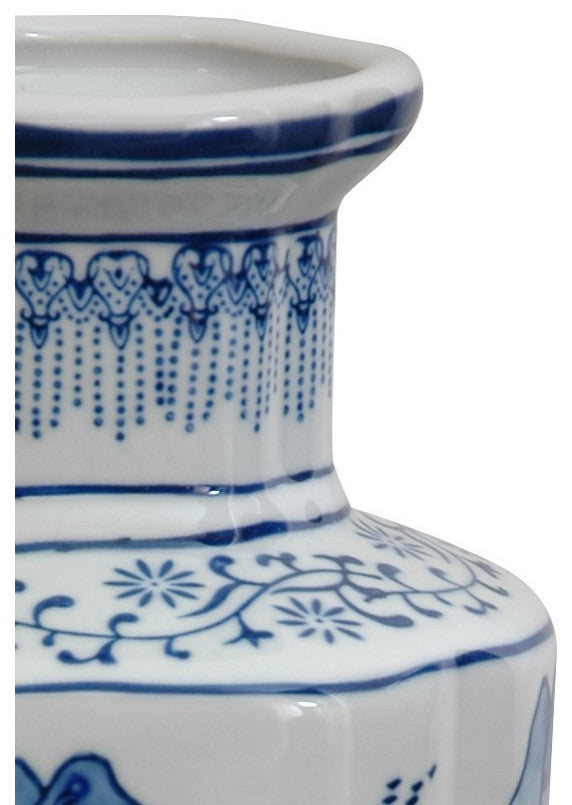 12" Landscape Blue and White Porcelain Vase