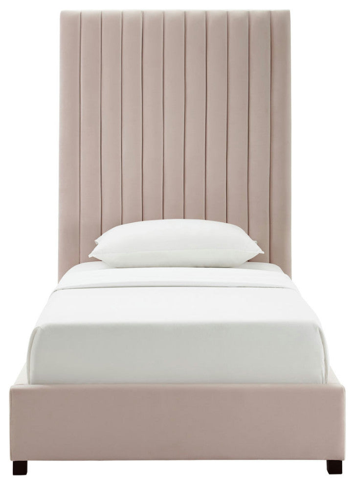 TOV Furniture Arabelle Blush Velvet Bed in Twin