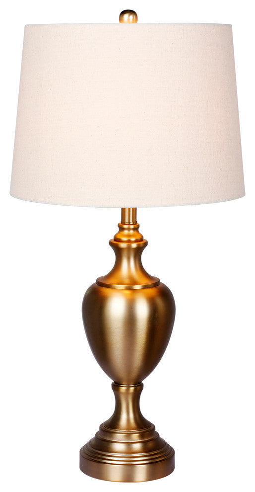 Urn Metal Table Lamp, Plated Antique Gold, 30"