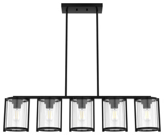 Astwood Matte Black With Clear Glass 5 Light Chandelier Ceiling