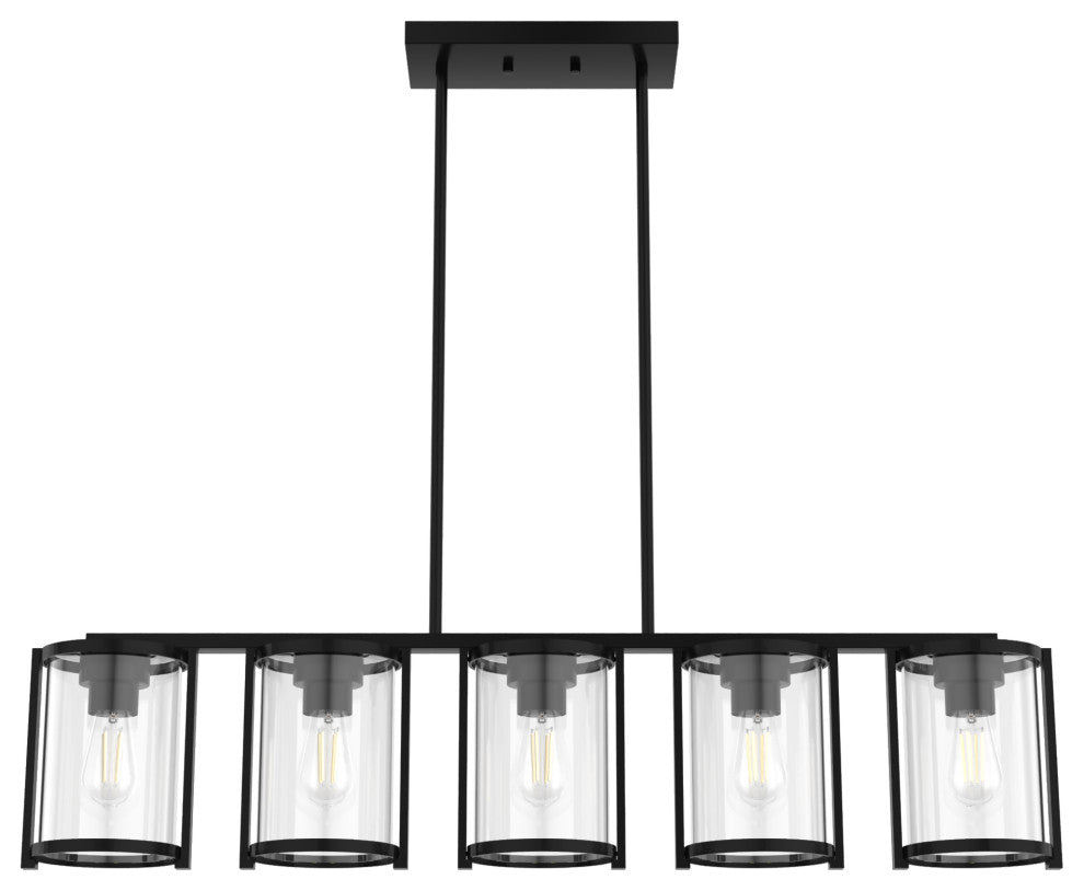 Astwood Matte Black With Clear Glass 5 Light Chandelier Ceiling