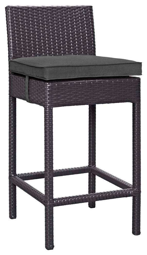 Espresso Charcoal Convene Outdoor Patio Fabric Bar Stool