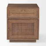 Grier 19.0Lx19.0Wx21.0H Medium Brown Wood and Cane Accent Table