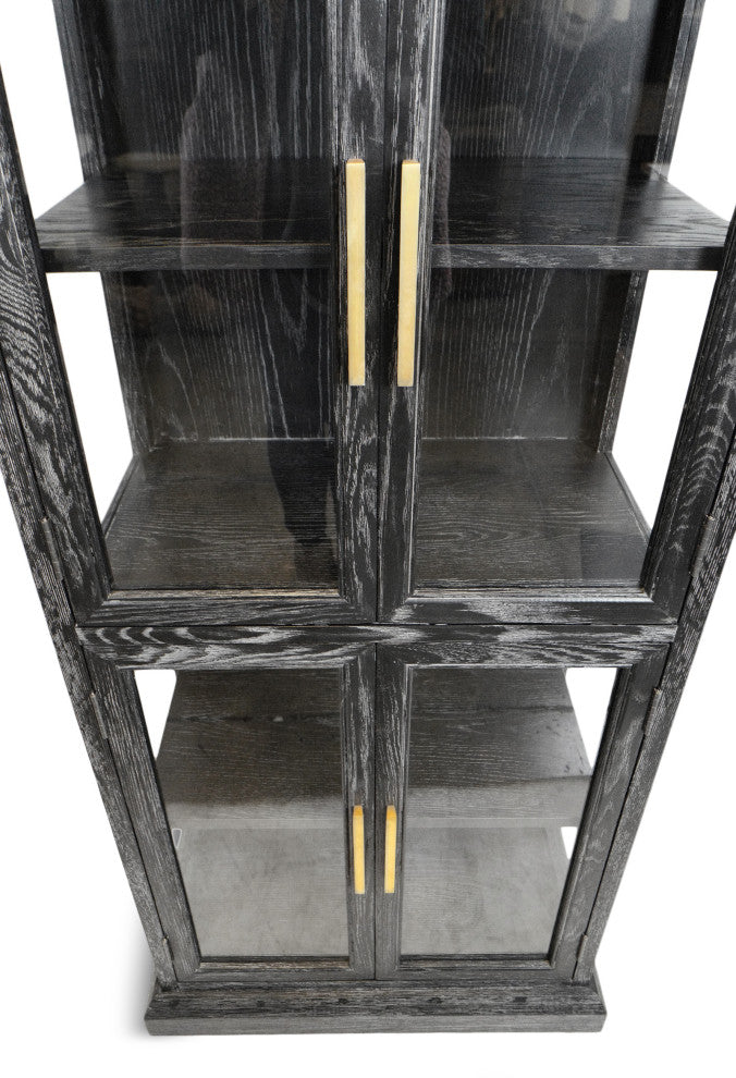 Black and Brass Narrow Display Cabinet