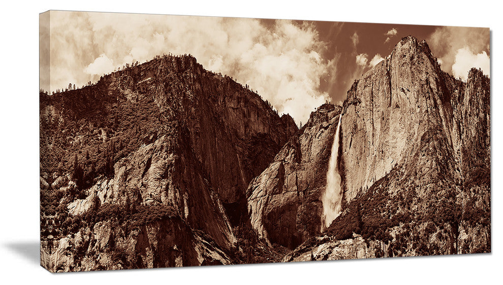 "Yosemite Waterfall Panorama" Seashore Canvas Art, 32"x16"