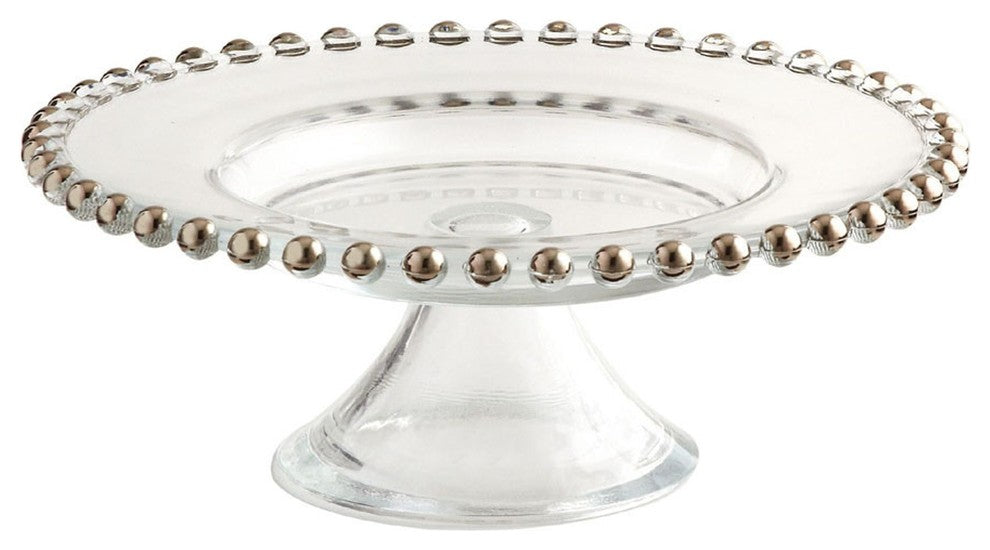 Elegance 8" Beaded Footed Cake Stand, Silver