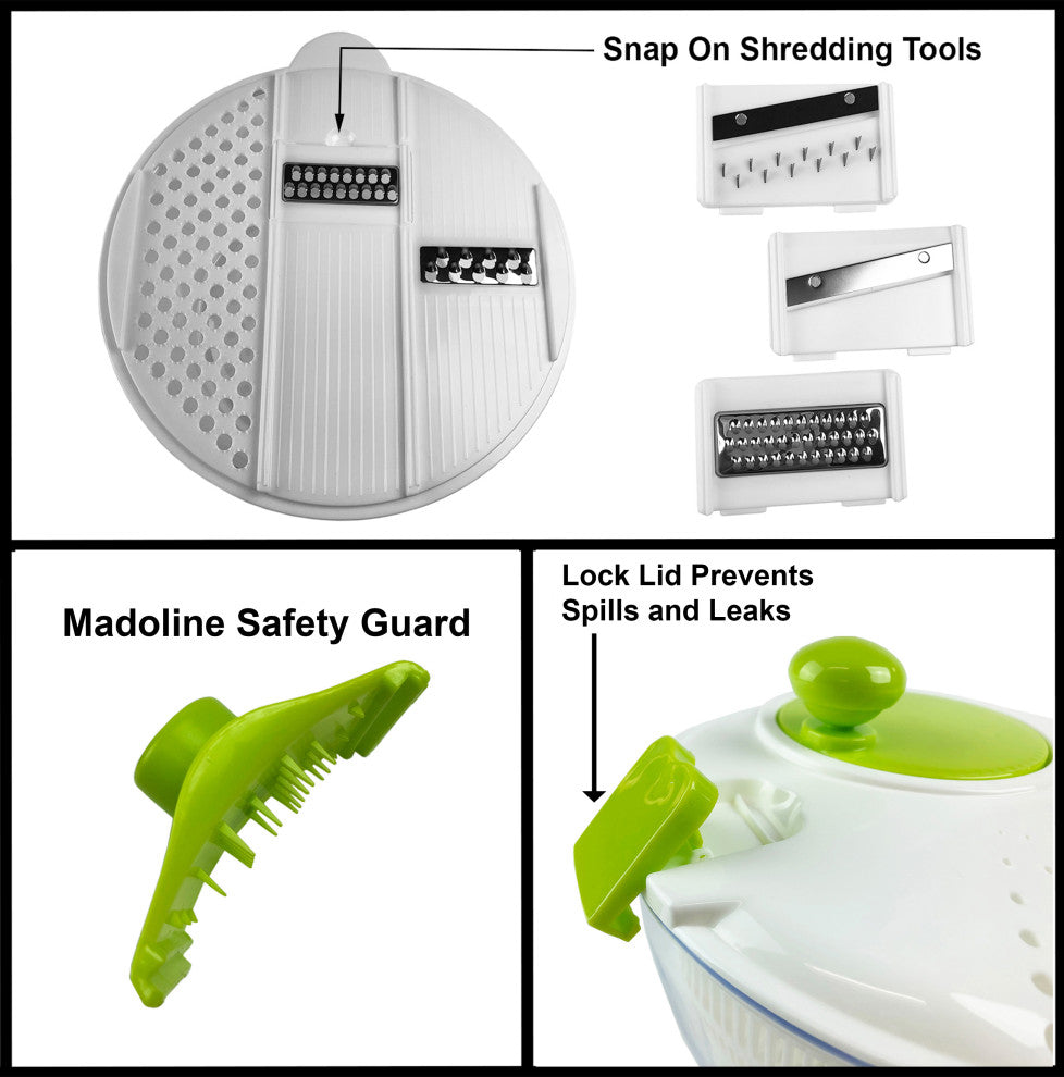 Multi-Functional Salad Spinner Mandoline Set, Salad Drainer and Vegetable Dryer