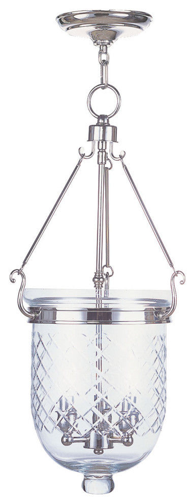 Livex 5074-35 3-Light Polished Nickel Chain Lantern, Polished Nickel