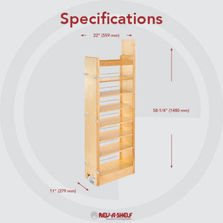 Wood Tall Cabinet Pull Out Pantry Organizer With Soft Close, 11"