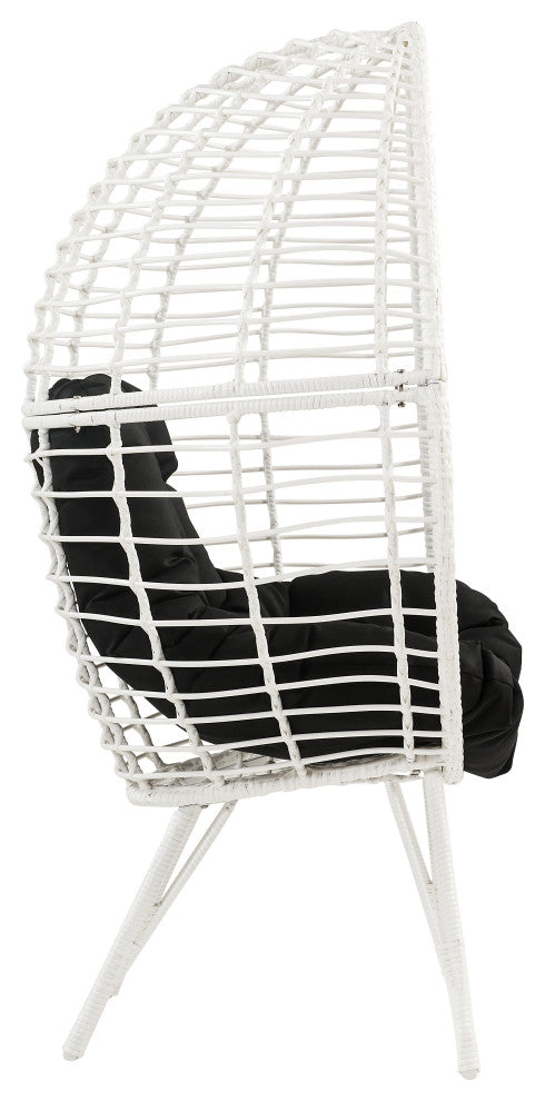 Galzed Teardrop Patio Chair, Black Fabric and White Wicker