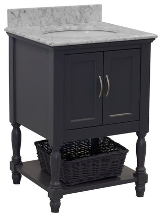 Beverly 24" Bathroom Vanity, Marine Gray, 24", Carrara Marble