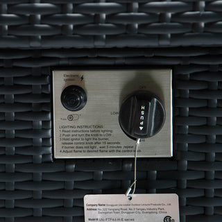 Outdoor Rectangular Fire Pit Table 55,000 BTU Wicker Design, Black