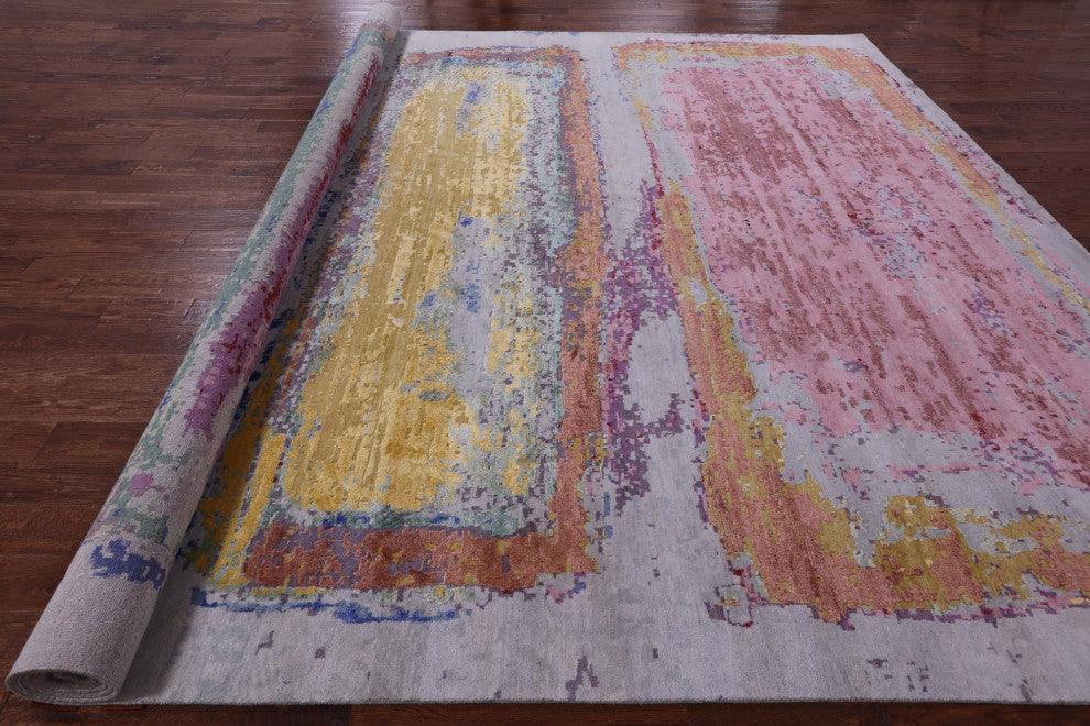 12' 0" X 15' 2" Wool & Silk Abstract Hand-Knotted Rug - Q14858