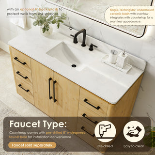 Serene Bathroom Vanity, Nature Brown, 54", No Mirror