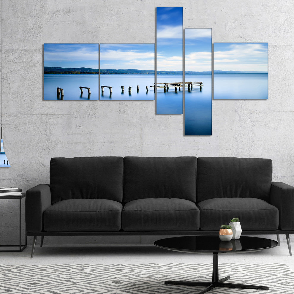 White Clouds and Blue Sea, Seascape Canvas Art Print, 60"x32", 5 panels