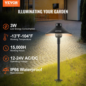 VEVOR 8 Pack Low Voltage Landscape Path Lights 12-24V Outdoor LED Pathway Lights
