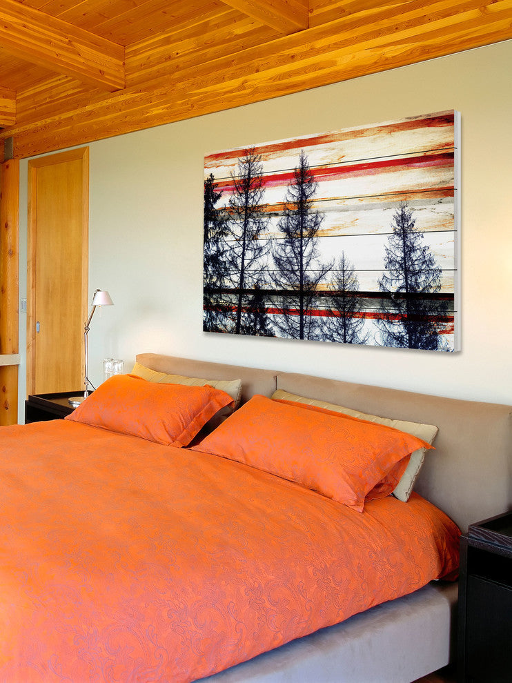 "Red Striped Sky" Print on White Wood, 45"x30"