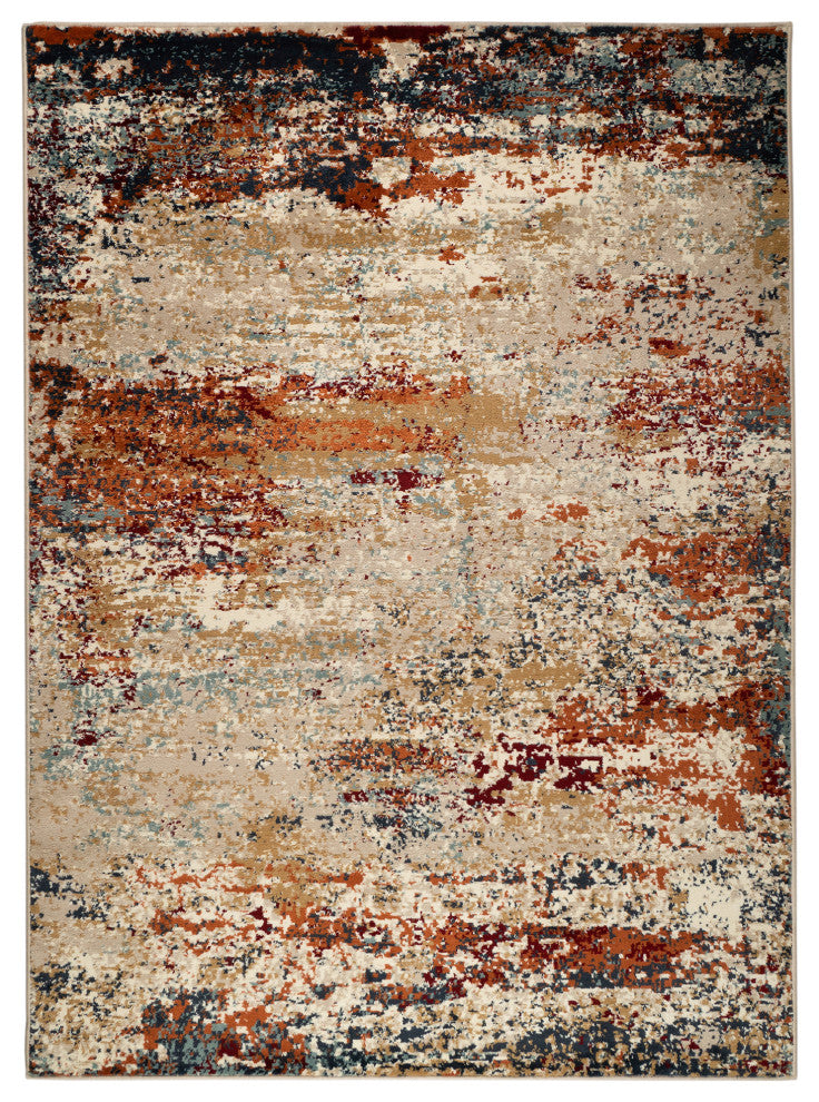 Athinai Bastia Orange Abstract Area Rug, 7'9"x9'9"