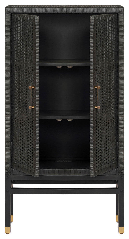 Amara Woven Rattan Wall Cabinet, Charcoal