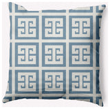 18x18" Greek Key Patterned Nautical Decorative Indoor Pillow, Dusty Smoke