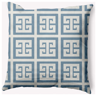 18x18" Greek Key Patterned Nautical Decorative Indoor Pillow, Dusty Smoke