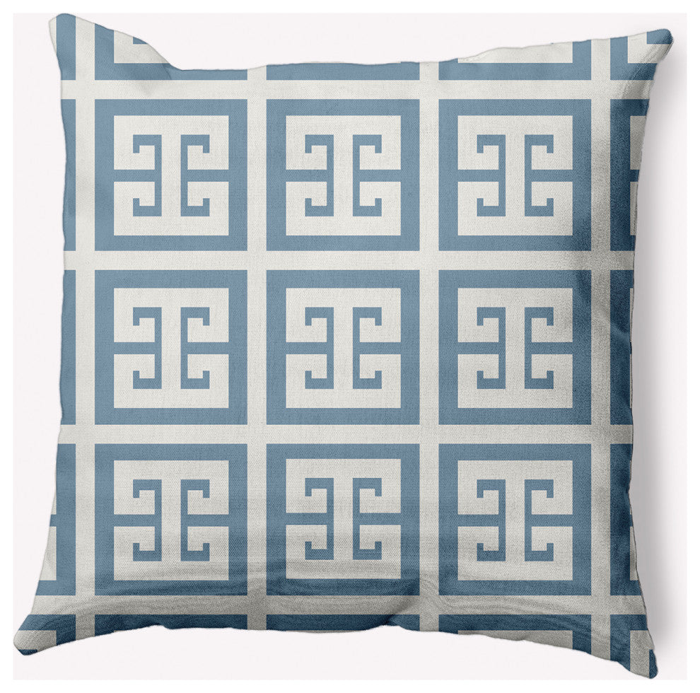 18x18" Greek Key Patterned Nautical Decorative Indoor Pillow, Dusty Smoke